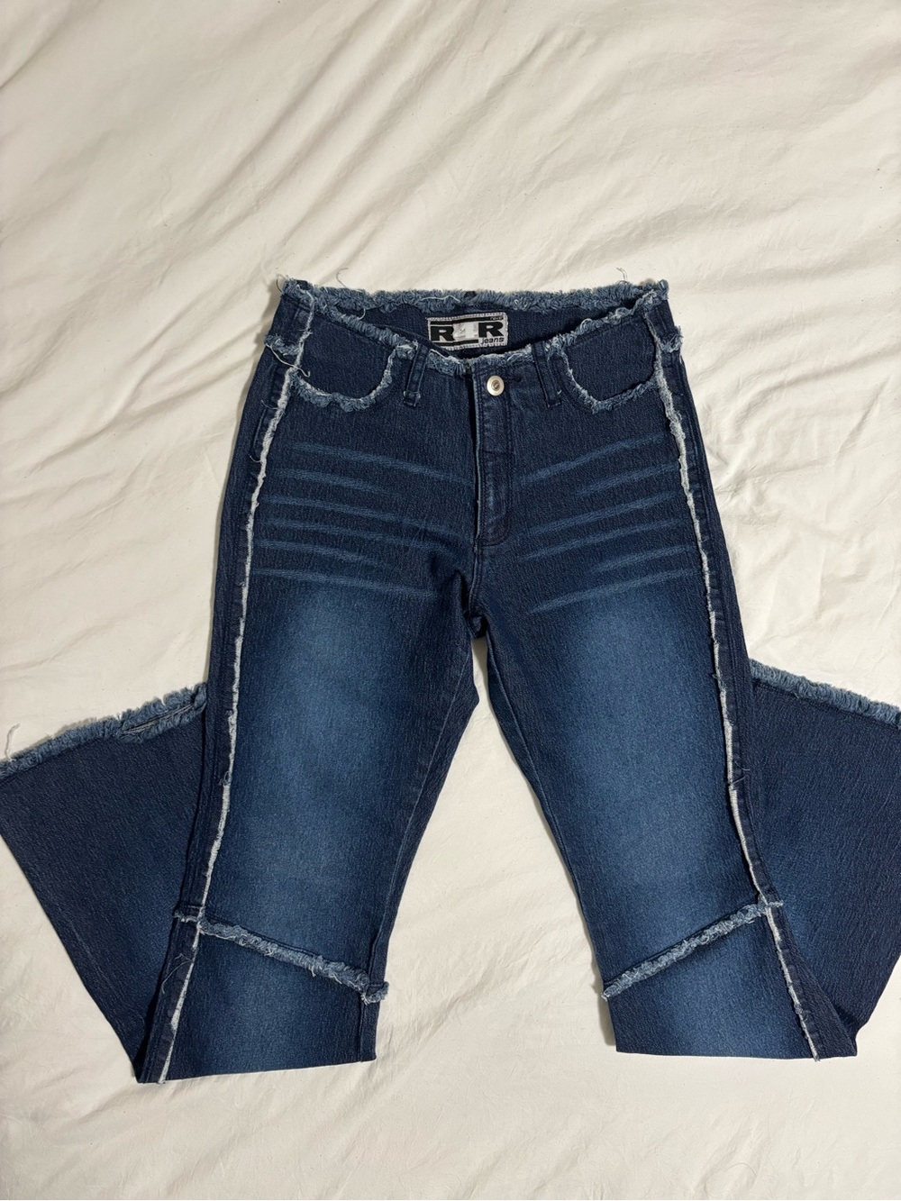 RAVE Denim Cut-Edge Frayed Blue Womans Jeans